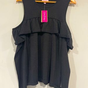 NWT Lily Pulitzer Sparkle Ruffle Cut-out Blouse Size Large